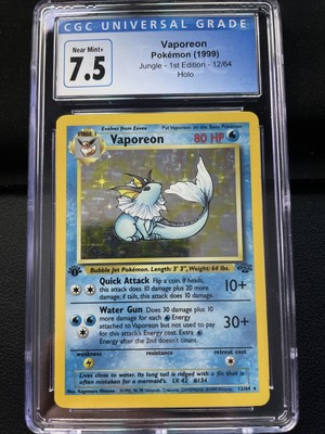 英語版初期　ポケモンカード　Vaporeon holo 1st Edition 1st Edition Vaporeon 12/64 Jungle Holo Pokemon Card CGC 7.5