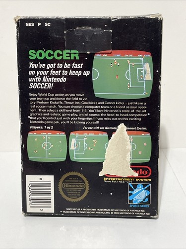 NES Nintendo Soccer Unpunched Hang Tab Box 5-Screw Game w/ Manual Rare CIB - Picture 3 of 13