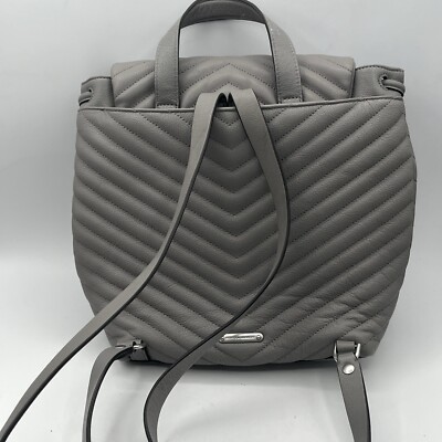 Rebecca Minkoff Edie Flap Leather Quilted Backpack Bag GREY  display picture 1
