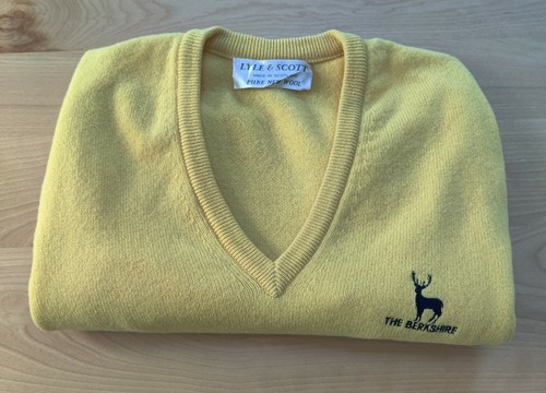 Lyle & Scott Sweater Vest Mens Large L Wool Golf Pullover Scotland Yellow V Neck - Picture 5 of 6