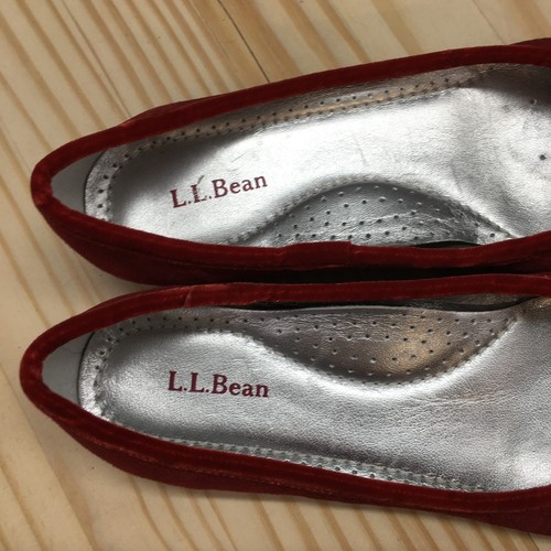LL Bean Shoes Womens 7 M Casual Comfort Slip On Bow Ballet Flats Red Velvet - Picture 11 of 21