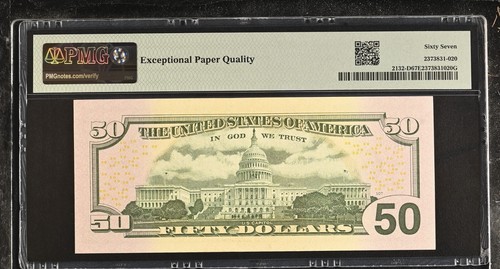 2013 $50 Federal Reserve Note Fr-2132-D Cleveland PMG67 Superb Gem EPQ - Picture 2 of 2
