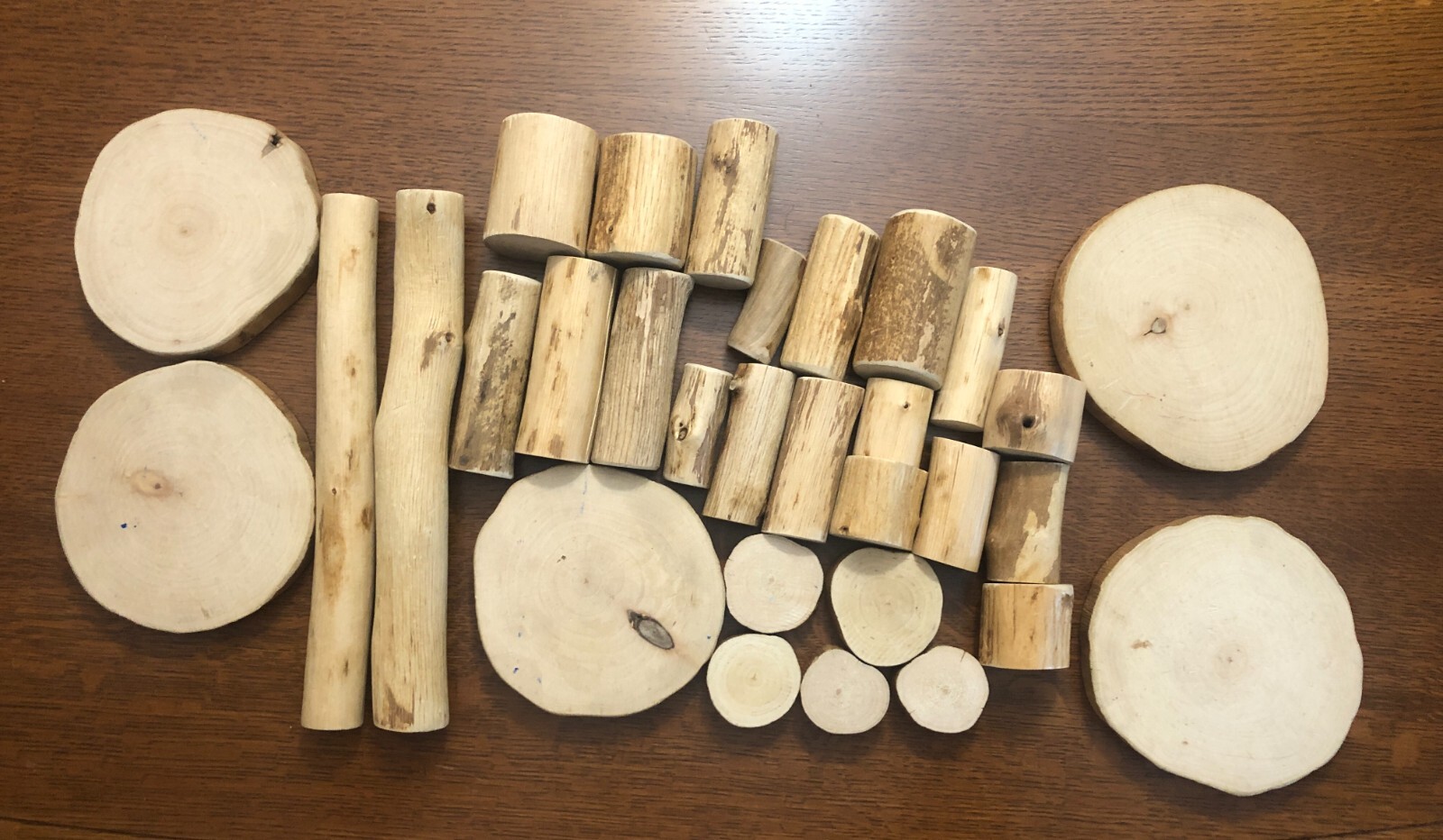 Barkless Real Log Blocks, Natural Wooden Tree Log Blocks, 31 piece set ...