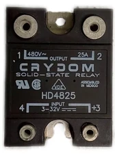 Crydom HD4825 Solid State Relay 3-32VDC Activation, up to 480VAC 25A Out