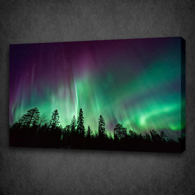 STUNNING AURORA NORTHERN LIGHTS BOX MOUNTED CANVAS PRINT WALL ART PICTURE PHOTO