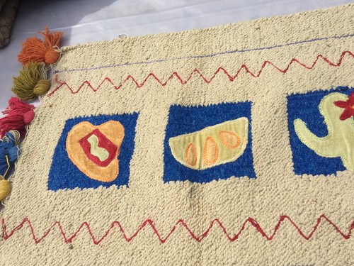 Vintage Cotton Hand Hooked Mexican Rug,Runner, Carpet - Picture 4 of 4