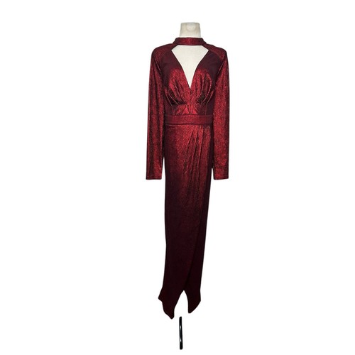 Fashion Nova rot Past Your Love Metallic Maxikleid Größe 1X
