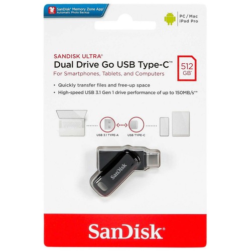 NEW SanDisk 512GB Ultra Dual Drive Go USB Type-C Flash Drive Black SDDDC3-512G - Picture 1 of 2