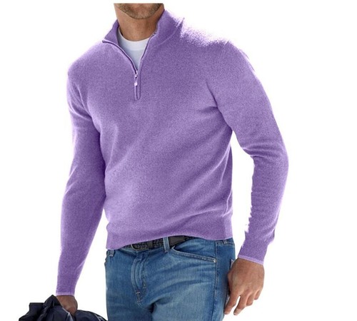 Men's Zip Jumper Pullover Long Sleeve Sweatshirt Jumper Top Quarter Zip Neck UK - Picture 11 of 26