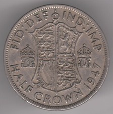 United Kingdom Half-Crown 1947 Copper-nickel Coin - Quartered Shield of Arms
