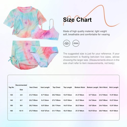 Kids Girls Beachwear Sports Swimsuit Cross Straps Swimwear Vest Rash Guard Sets - Picture 12 of 27