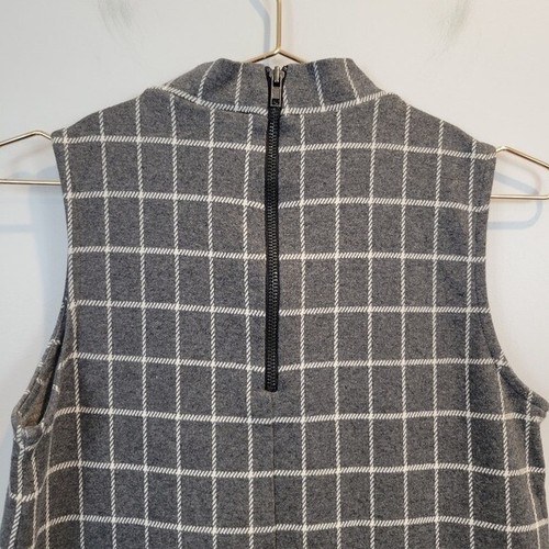 Paraphrase | Mock Turtleneck Windowpane Checkered Sleeveless Dress Gray White S - Bild 5 von 7