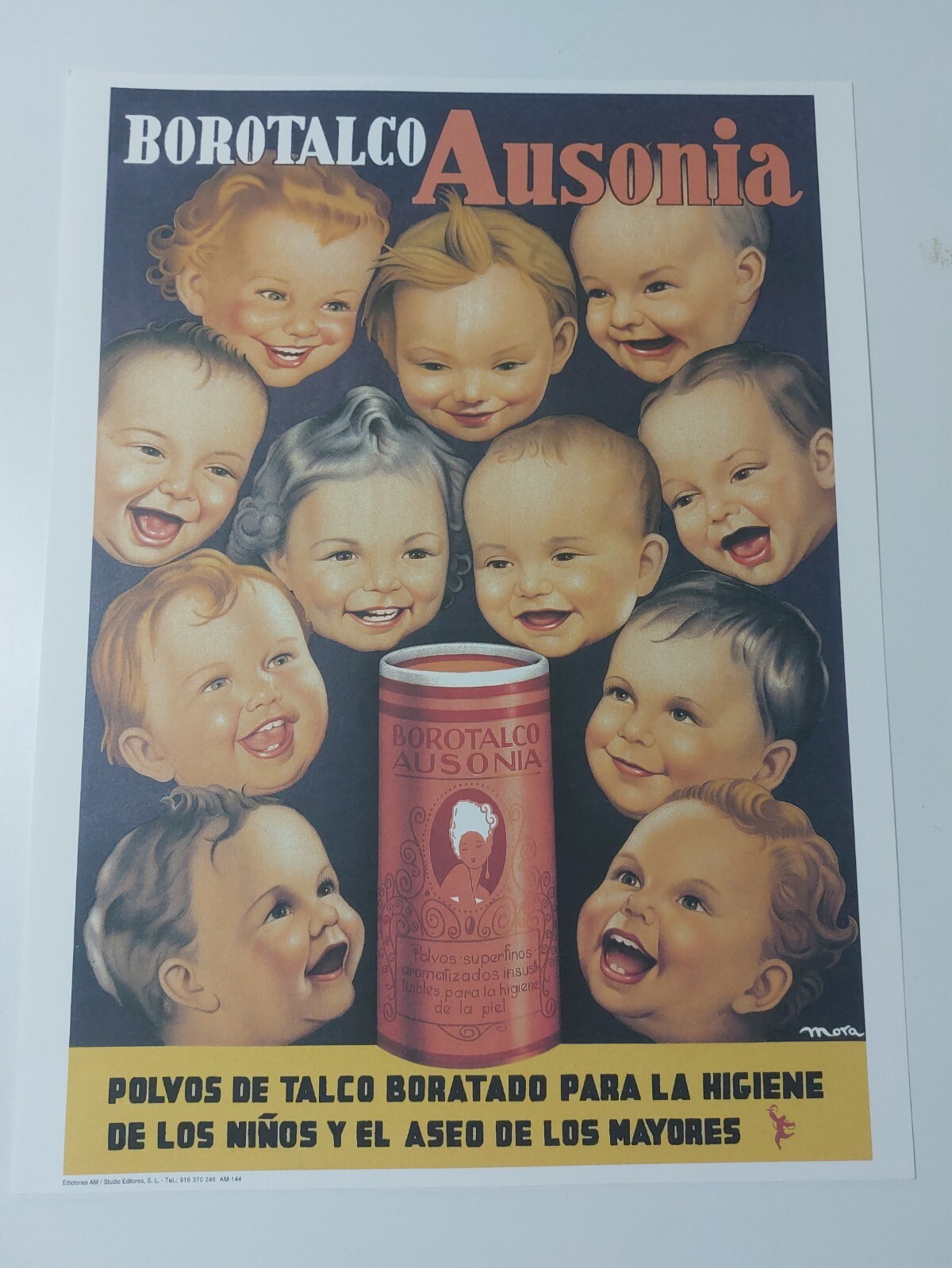 Reproducción Cartel Borotalco Ausonia Polvos de Talco Higiene Bebés Niños