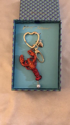 Betsey Johnson Mermaid Jewels Red Metallic Lobster Bag Charm Crystal Accents NWT - Picture 7 of 14