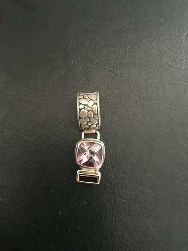 Sterling Silver Sarda Square Faceted Pink Quartz & Rectangle Amethyst Pendant - 第 1/11 張圖片