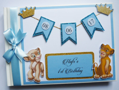 Personalisiertes Disney König der Löwen Geburtstag Gästebuch, Simba und Nala Geburtstagsbuch