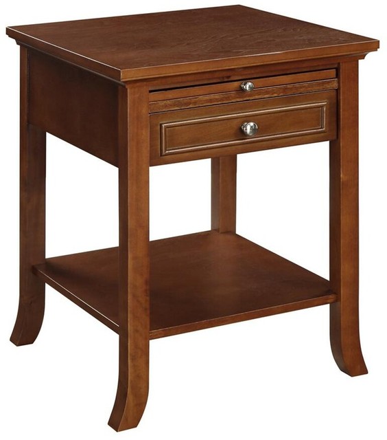 24 in. End Table Indoor with Bottom Shelf, Pull Out Tray and Drawers