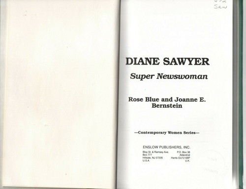 Diane Sawyer Super Newswoman 1991 HC Book Rose Blue Contemporary Women Series - Picture 4 of 6