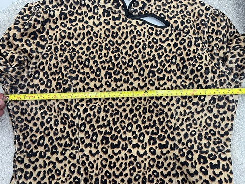 Yolke London Cord Leopard Print Mini Dress Size 14 Alexa 3/4 Sleeve - Picture 16 of 17