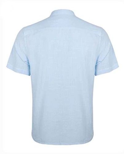 Mens Short Sleeve Collarless Cotton Henley Shirts Casual Slim Tee Tops S - Picture 3 of 5