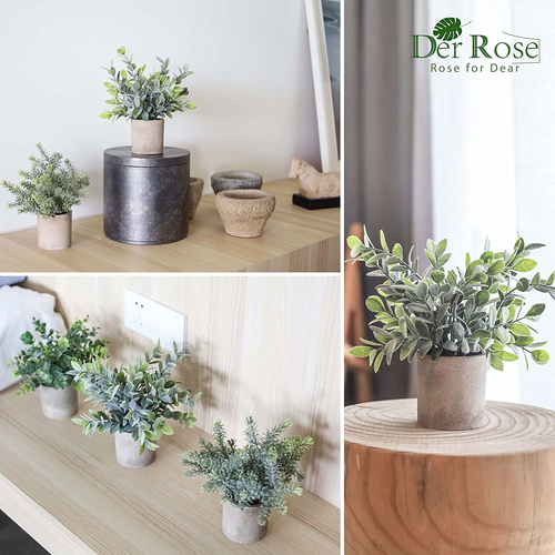 3pcs Mini Potted Fake Plants Artificial Plastic Eucalyptus Plants Topiaries-Home - Picture 3 of 12