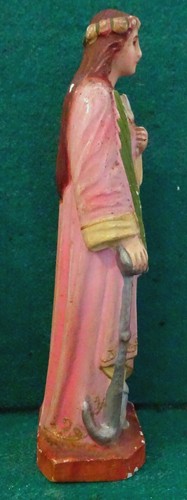 ST PHILOMENA w/ PALM, ARROWS and ANCHOR Vtg CHALKWARE FIGURE STATUE 160mm - Picture 8 of 12