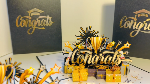 ORIGAMI POP CARDS Gold Congratulations Perfect for Any Occasion Graduation Pop - Video 1 of 1