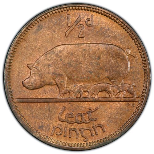 1935 Ireland 1/2 Penny PCGS MS64BN Bronze Coin 1/2D Gold Shield Secure - Picture 2 of 13