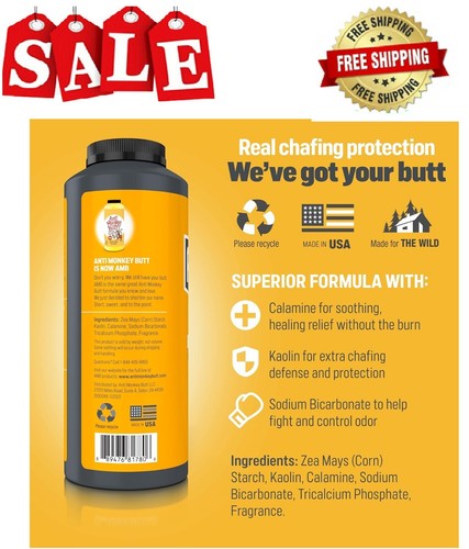 Anti Monkey Butt Anti Chafing, Anti Itch Body Powder and Foot Powder, 8 oz - Picture 4 of 6