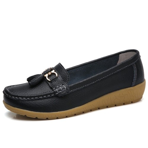 Women Flat Plus Size 44 Women Genuine Leather Shoes Slipony Low Heels Loafers - Picture 26 of 38