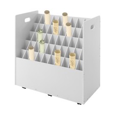 50-slot Blueprint Organizer, Roll File Storage Holder, Movable Roll File Cart  