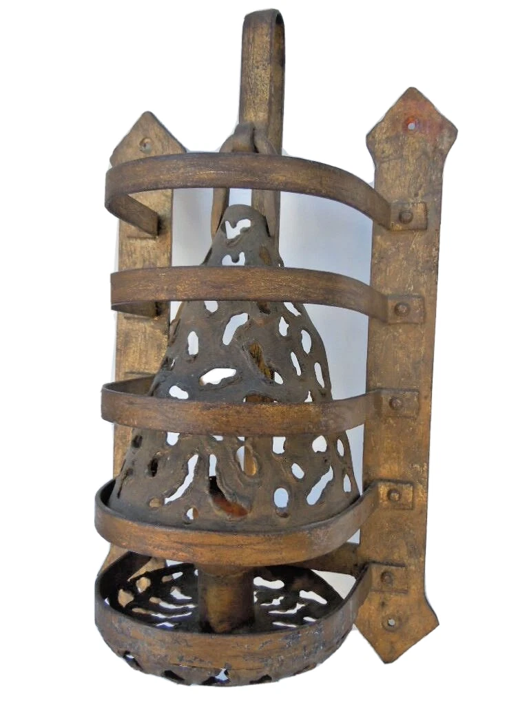 Paire D'appliques Anciennes Fer Forgé - 3 Lumières - Italie XXe - Originales