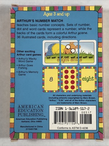 ARTHUR Homeschooling Set! 3 Card Games MATH and Words Painting Suncatchers PBS - Picture 8 of 11