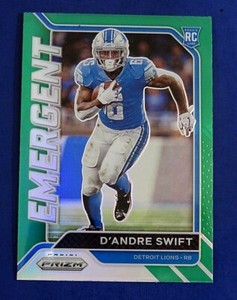 2020 PANINI PRIZM GREEN Emergent D'ANDRE SWIFT FOOTBALL ROOKIE CARD #18