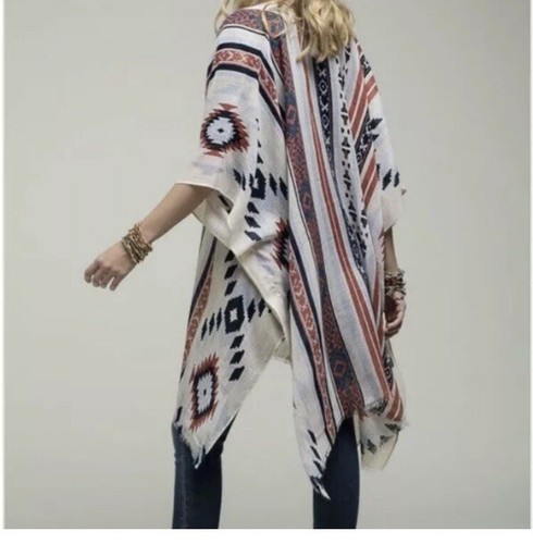 LIB New York NWT York New Red White And Blue Kimono Wrap, One Size  - Picture 2 of 4
