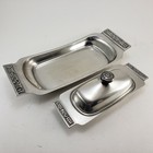 Covered Butter & Relish Dish International Decorator 18-8 Stainless Set Vintage