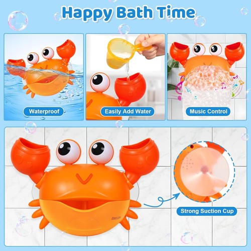 Crab Baby Bath Toys, Rechargeable Bath Bubble Machine for Toddler Easter Basket - Picture 12 of 28
