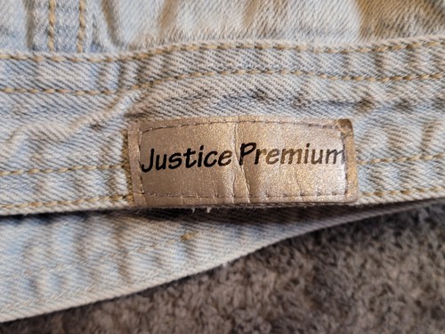 JUSTICE PREMIUM Blue Jean Jacket Girls Size 14 White Lace Rhinestone Denim - Picture 4 of 21
