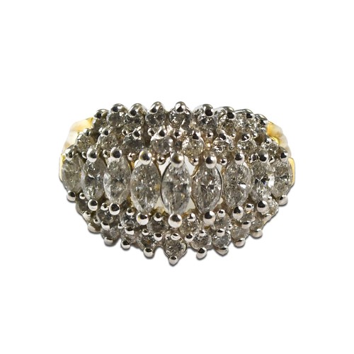 14K Gelbgold Diamant Cluster Ring 1,50ct - Bild 1 von 6