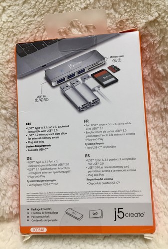 Genuine j5create USB™ Type-C 5-in-1 UltraDrive Mini Dock JCD348 *FREE SHIPPING* - Picture 2 of 2