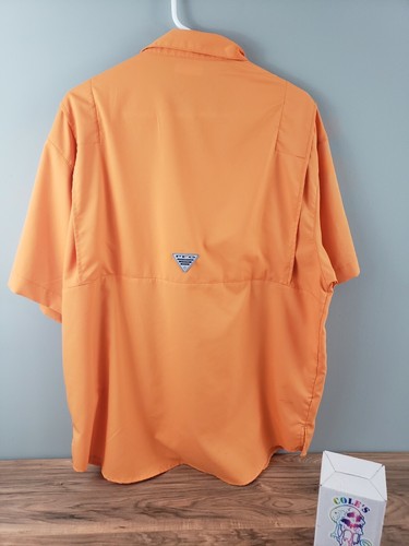 CAMICIA COLOMBIA BAHAMA BOTTONE ANTERIORE SU PFP ARANCIONE TAGLIA LARGE - Foto 6 di 6