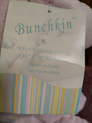 Bunchkin buddy blanket fleece plush bear hat lovey 30x36 pink baby soft plush vt - Picture 6 of 6