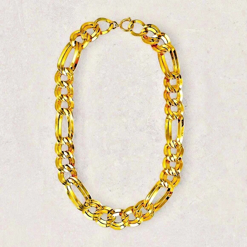 Vintage 80’s Gold Plated Chunky Figaro Link Chain Necklace - Picture 4 of 5