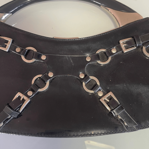 Bolso sin asas de metal duro bondage negro sin marca para mujer - Imagen 2 de 6
