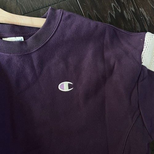 Felpa Champion Reverse Weave media viola manica lunga maglia ricamata nuova - Foto 14 di 17