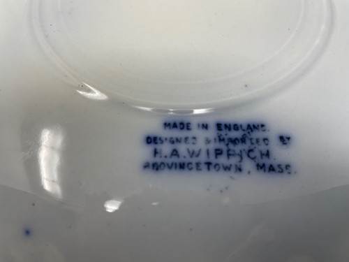 Flow Blue 7 1/2" Round Staffordshire Souvenir Plate Provincetown MA Dinner Lunch - Picture 7 of 8