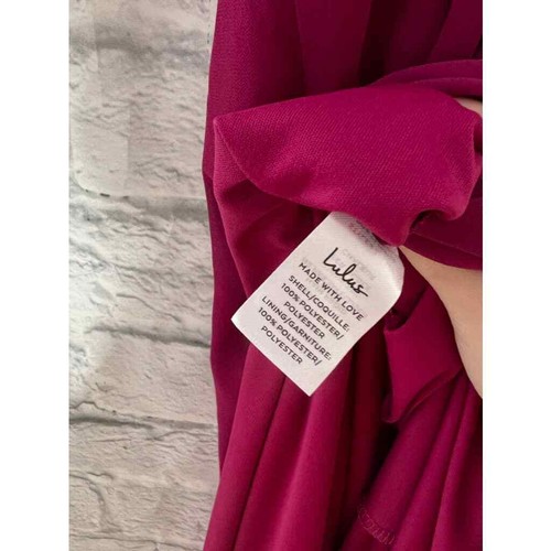 Lulu's Womens Gown S Magenta Short Sleeve Front Slit Garden Bliss Cutout Evening - Picture 9 of 12