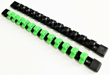 2 GOLIATH INDUSTRIAL 1/2 ABS MOUNTABLE GREEN/BLACK SOCKET RAILS HOLDER ORGANIZER