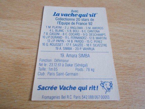 Image VACHE QUI RIT - Equipe de France 92 - AMARA SIMBA - Bild 2 von 2