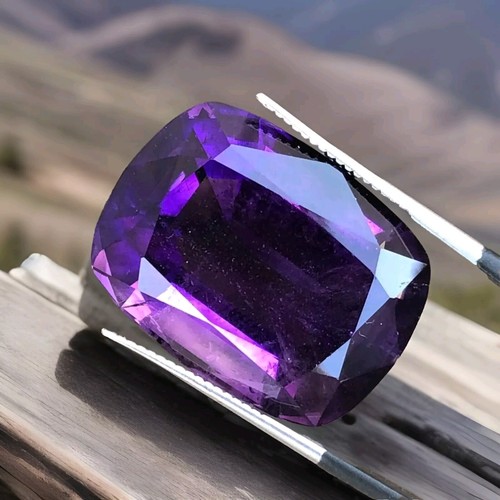 43.5 Cts Giant Natural Faceted Fancy Cut Zambian Amethyst Loose Gem Stone - Picture 2 of 8